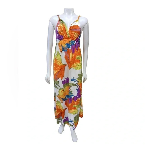 Kokomo Unlimited Floral Vibrant Sleeveless Maxi Dress Size Large - Picture 1 of 9
